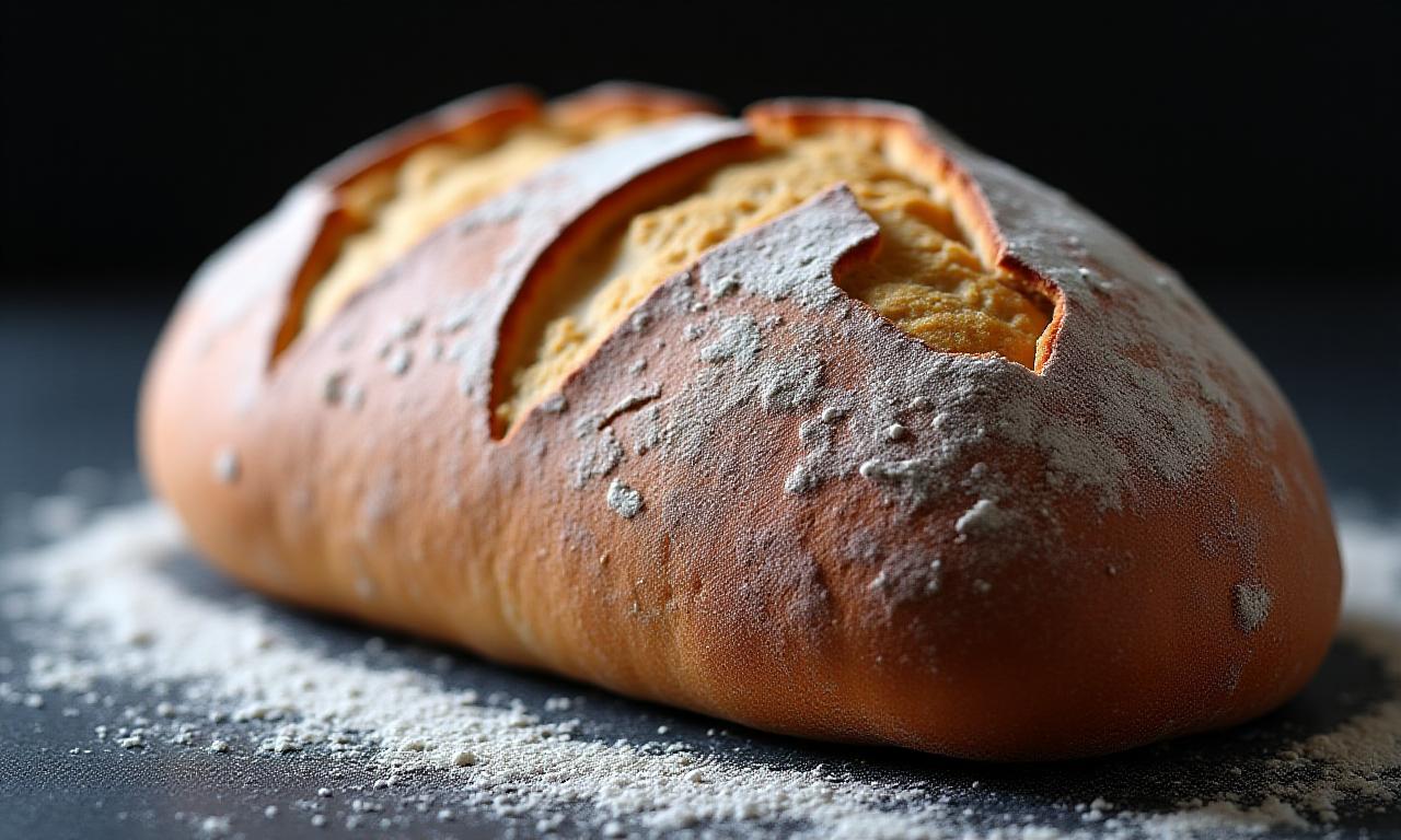 Nærbillede af surdejsbrød med geometrisk mønster snit